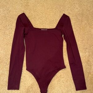 Aritzia Burgundy Long Sleeve Bodysuit